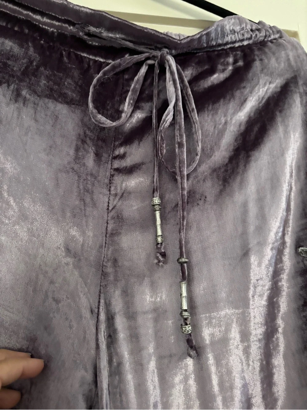 Free People Very RARE Crushed Velvet Pajama Set - Lilac Silver Gray - Picture 11 of 16